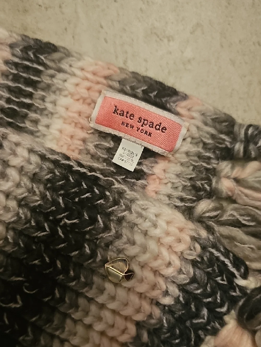 kate spade Striped Knit Scarf in Black, Cream & Pink
